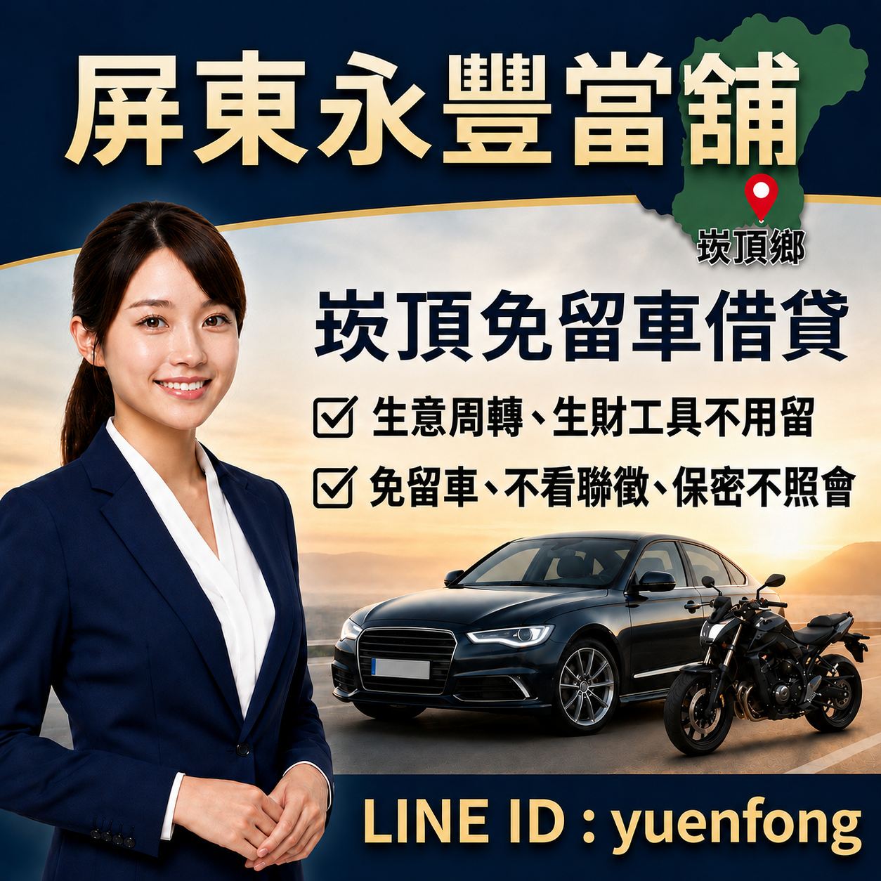 崁頂汽機車借款免留車
