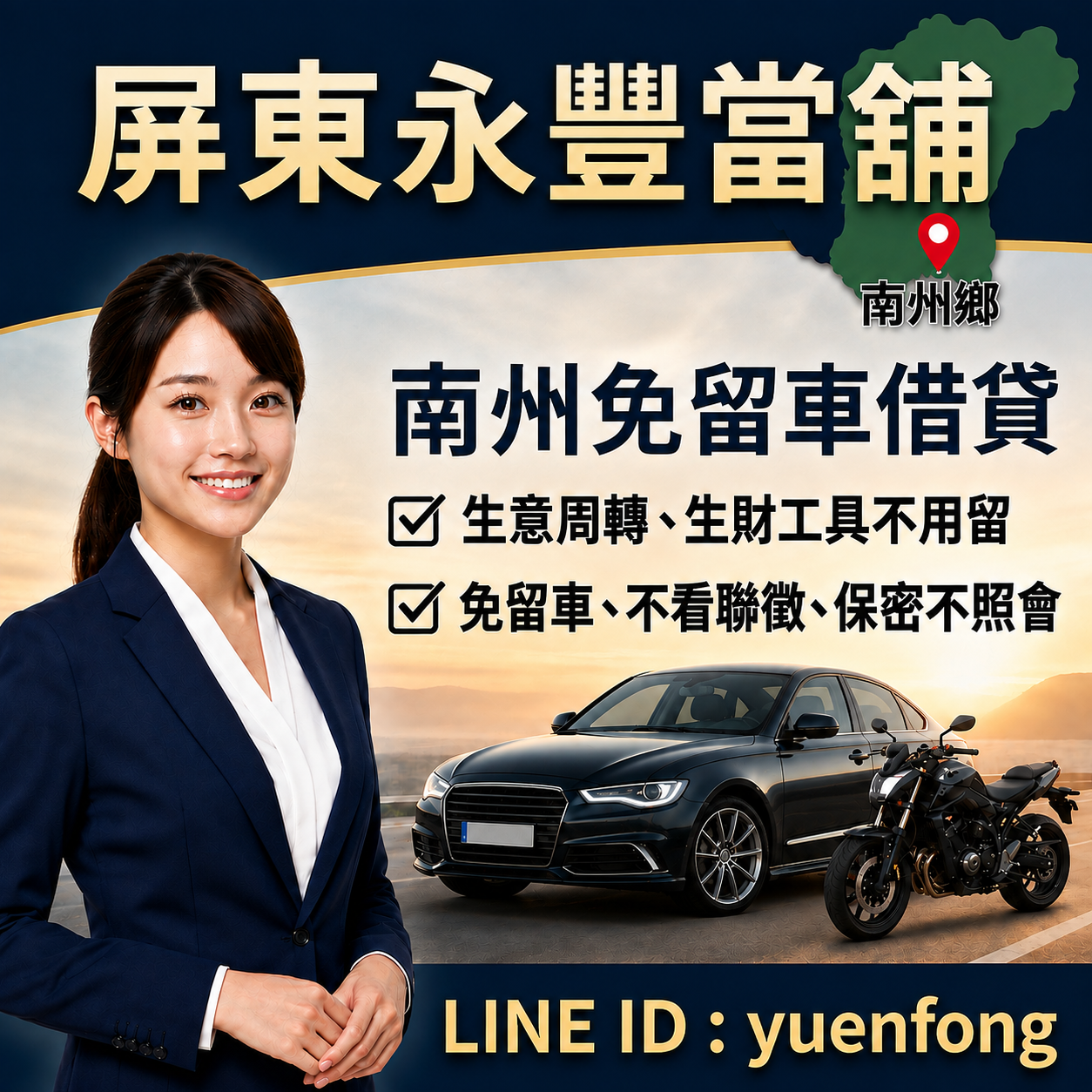 南州汽機車借款免留車